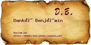 Dankó Benjámin névjegykártya